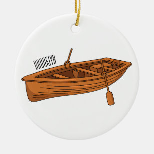 Rowboat cartoon illustration ceramic ornament