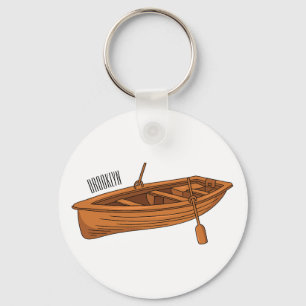 Rowboat cartoon illustration keychain