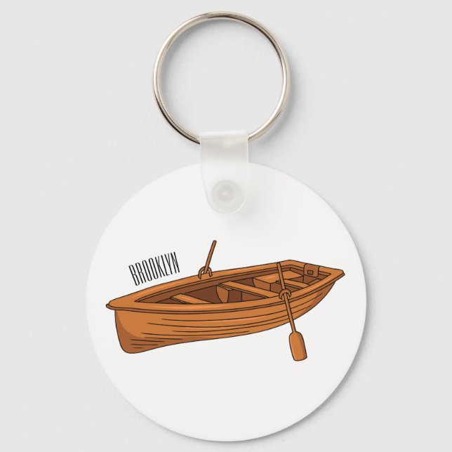 Rowboat cartoon illustration keychain (Front)