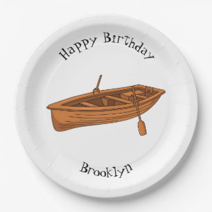 Rowboat cartoon illustration paper plate