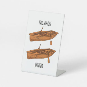 Rowboat cartoon illustration pedestal sign