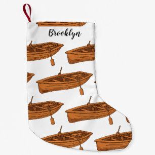 Rowboat cartoon illustration small christmas stocking