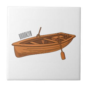 Rowboat cartoon illustration tile