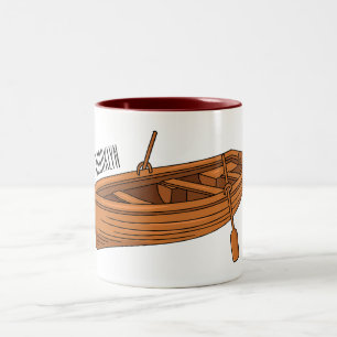Rowboat cartoon illustration Two-Tone coffee mug