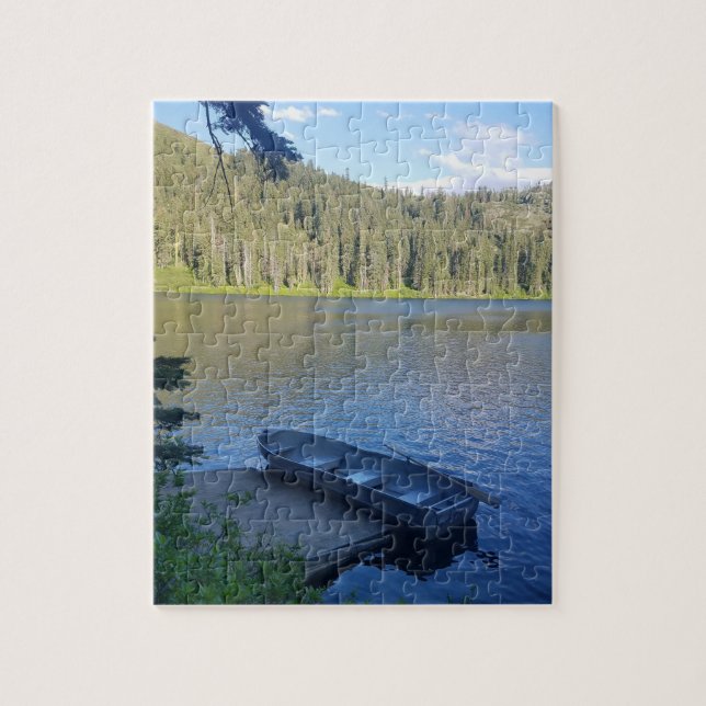 Rowboat on the lake jigsaw puzzle (Vertical)