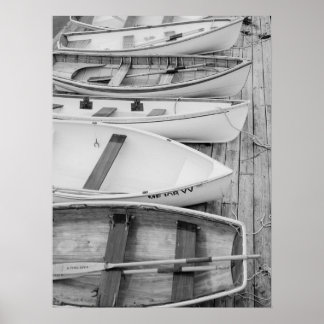 Rowboats Docked Classic Nautical Poster
