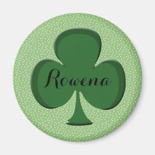 Rowena Irish Shamrock Round Name Magnet Editable
