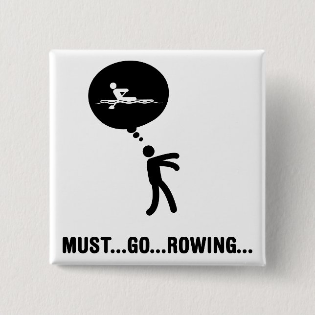 Rowing 2 Inch Square Button (Front)