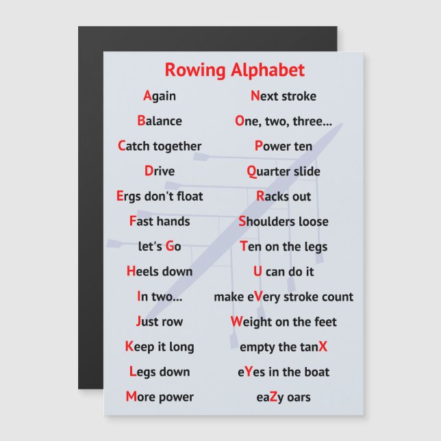 Rowing Alphabet A to Z magnetic card (Front/Back)