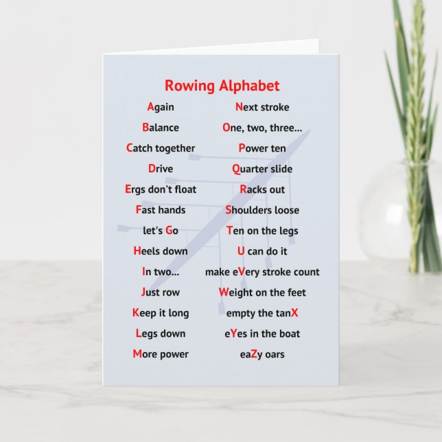 Rowing Alphabet fun A to Z Card (Front)