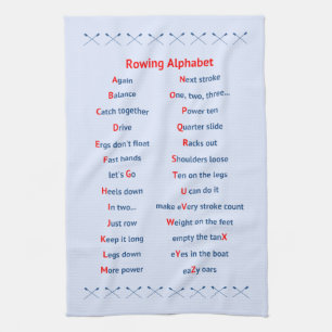Rowing alphabet pale blue kitchen towel