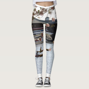Rowing Amid the Japanese Cherry Blossoms Leggings