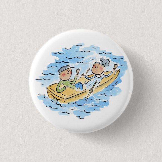 Rowing Boat 1 Inch Round Button (Front)