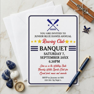 Rowing Club Banquet Invitation Red Navy Stars Crew