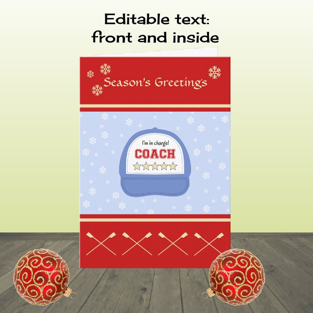 Rowing coach christmas holidays custom greeting holiday card (Creator Uploaded)