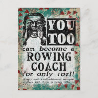 Rowing Coach Postcard - Funny Vintage Retro