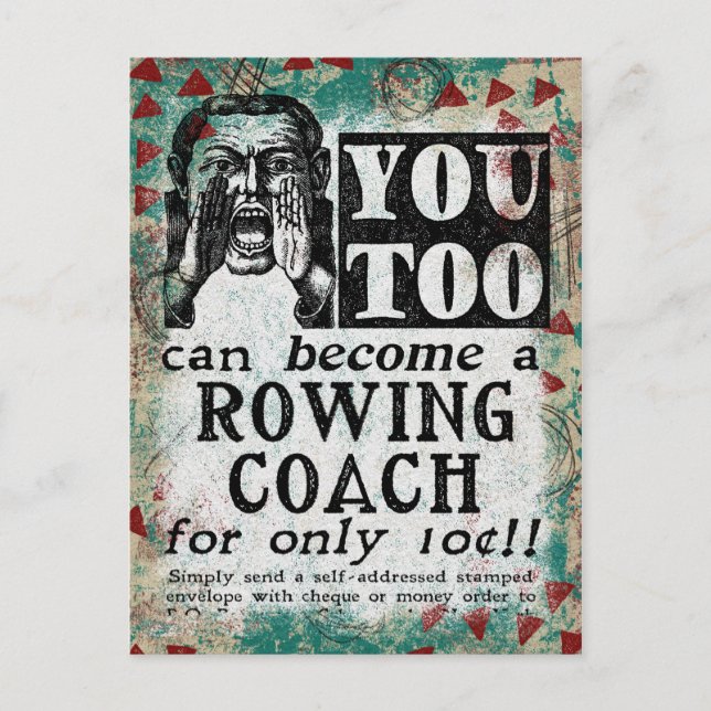Rowing Coach Postcard - Funny Vintage Retro (Front)