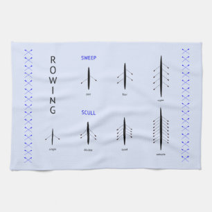 Rowing crew boat types blue sport kitchen towel