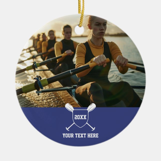 Rowing Crew Gifts Rowers Team Sport Boat Water Oar Ceramic Ornament (Front)