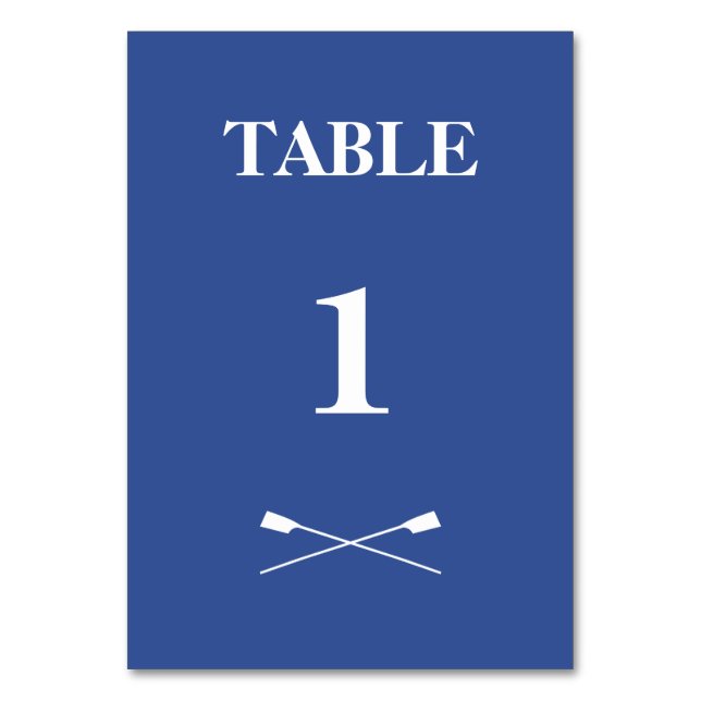 Rowing crossed oars monogram blue table number (Front)
