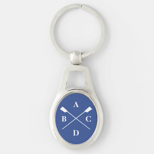 Rowing crossed oars monogram initial keychain (Front)