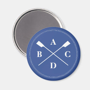 Rowing crossed oars monogram initials navy magnet