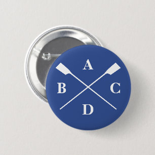 Rowing crossed oars monogram navy 2 inch round button