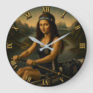 Rowing Funny Mona Lisa Rower Gift for Crew Large Clock