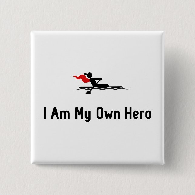 Rowing Hero 2 Inch Square Button (Front)