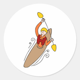 Rowing Kayak Man Classic Round Sticker