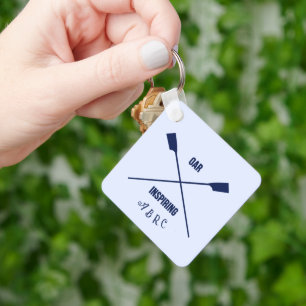 Rowing keychain crossed oars initials