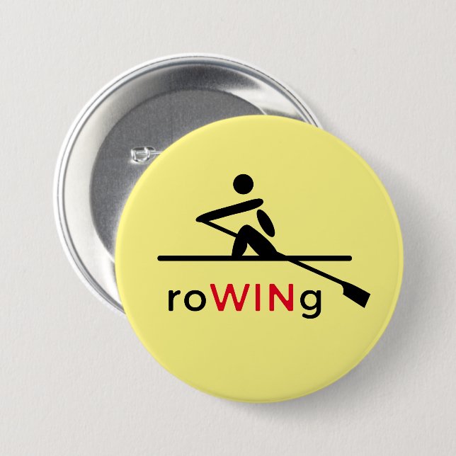 RoWINg motivational yellow 3 Inch Round Button (Front & Back)