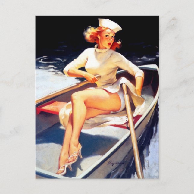 Rowing Pin Up Postcard (Front)