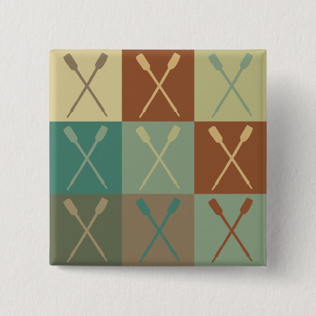 Rowing Pop Art 2 Inch Square Button (Front)