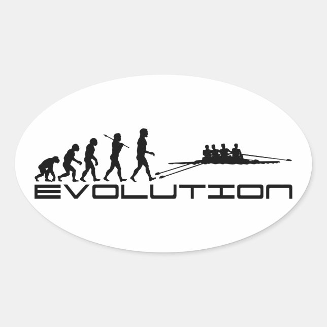Rowing Rower Water Sport Evolution Art Oval Sticker (Front)