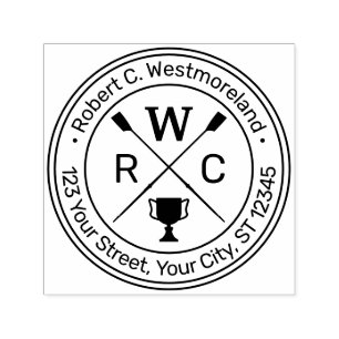 Rowing Rowers Crew Trophy Name Return Address Self-inking Stamp