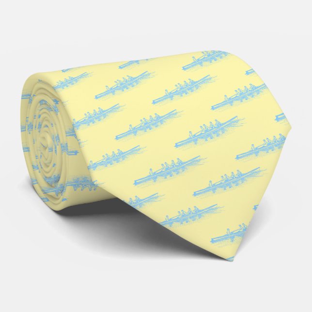 Rowing Rowers Sky Blue Crew Team Water Lt Yellow Tie (Rolled)