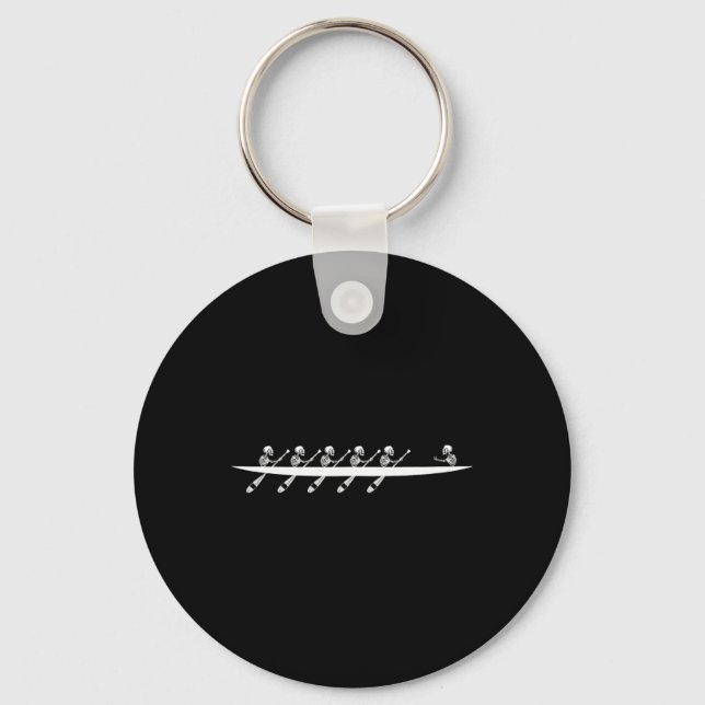 Rowing Skeleton Row Boats Paddle Coxswain Hallowee Keychain (Front)