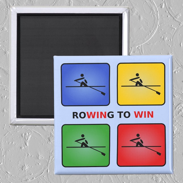 Rowing to win four colours crew blue magnet (Creator Uploaded)