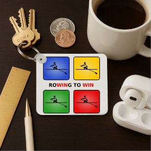 Rowing to win four colours crew keychain