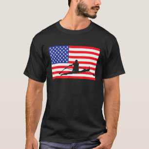 Rowing USA American Flag Boat Rower Kayaker 4th Of T-Shirt