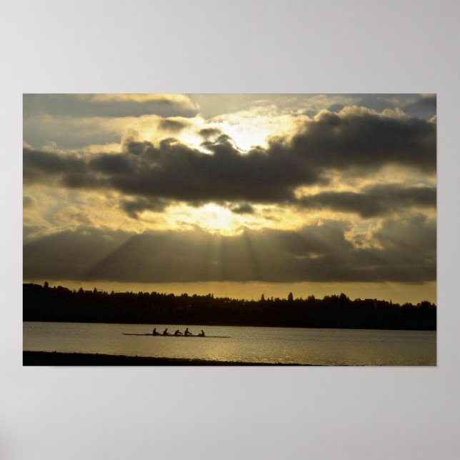 Rowing Workout Before Sun Sets Poster (Front)
