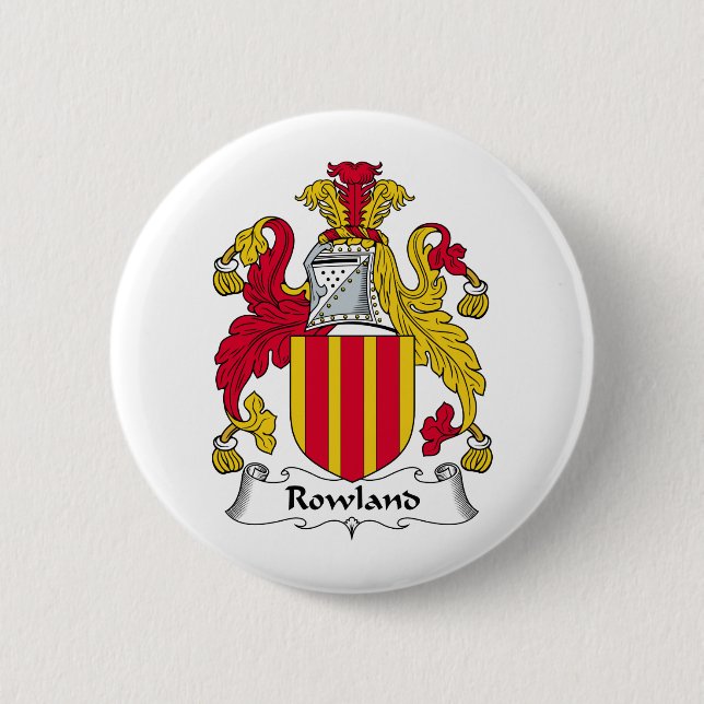Rowland Family Crest 2 Inch Round Button (Front)