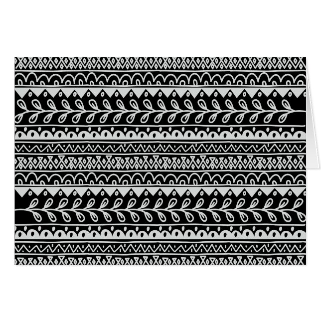 Rows of Black and White Doodle Patterns (Front Horizontal)