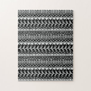 Rows of Black and White Doodle Patterns Jigsaw Puzzle