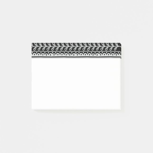 Rows of Black and White Doodle Patterns Post-it Notes (Front)