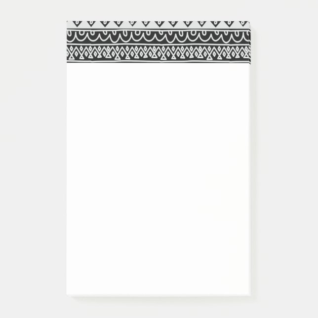 Rows of Black and White Doodle Patterns Post-it Notes (Front)