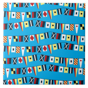 Rows of Colourful Nautical Flags Tile