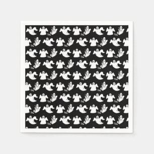 Rows Of Flying Dancing Ghosts Halloween Party Napkin