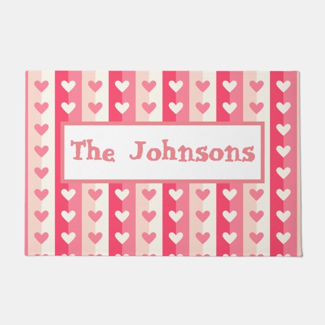 Rows of Hearts Doormat (Front)